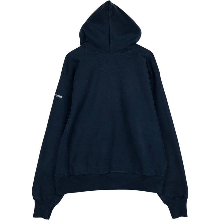 2000'S Champion Premium Reverse Weave College Sweatshirt Pullover Hoodie (Men's Size L equivalent) cotton navy blue type Vintage Second Hand