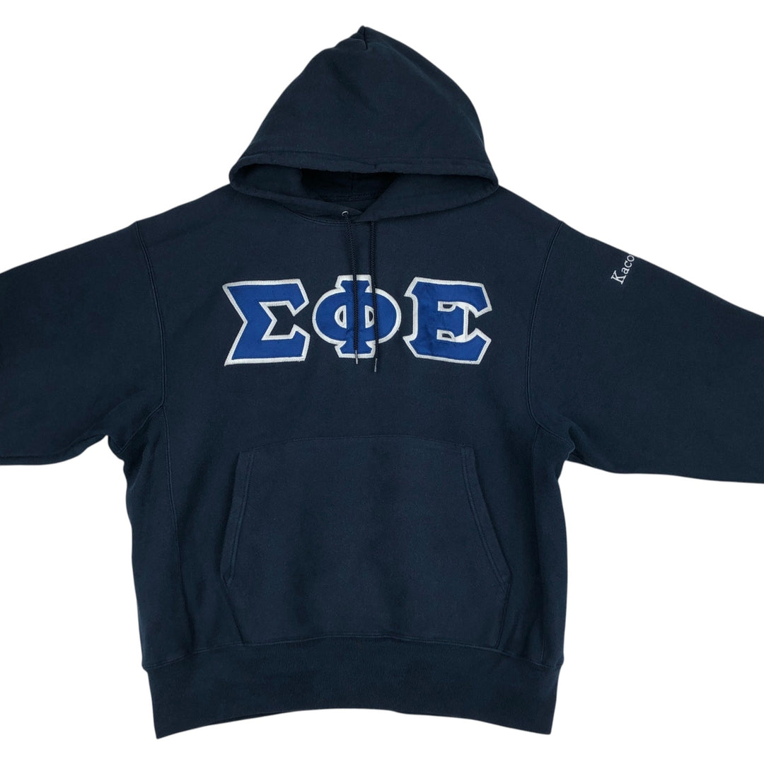2000'S Champion Premium Reverse Weave College Sweatshirt Pullover Hoodie (Men's Size L equivalent) cotton navy blue type Vintage Second Hand