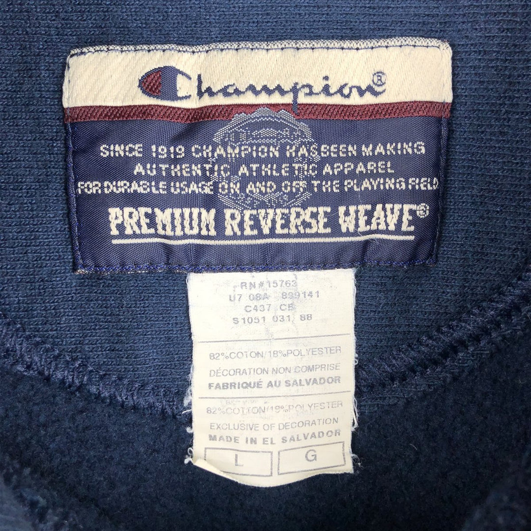 2000'S Champion Premium Reverse Weave College Sweatshirt Pullover Hoodie (Men's Size L equivalent) cotton navy blue type Vintage Second Hand