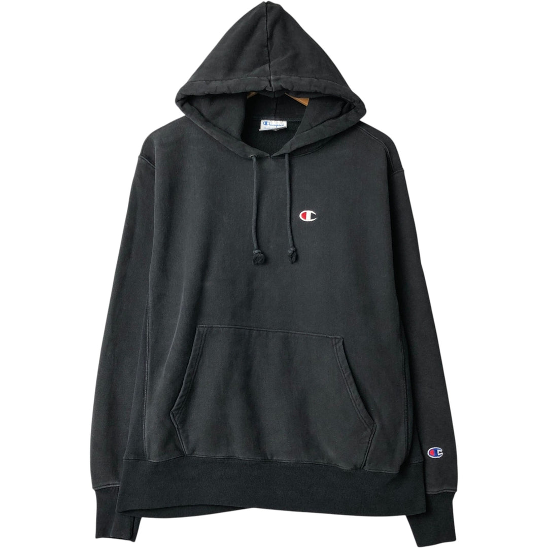 Champion REVERSE WEAVE Reverse Weave Sweat Pullover Hoodie Men's L size cotton black type Vintage Second Hand
