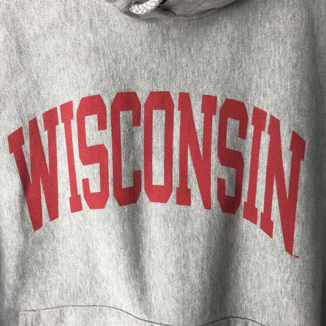 2000'S Champion Wisconsin University College Sweatshirt Pullover Hoodie (Men's Size M) cotton gray type Vintage Second Hand
