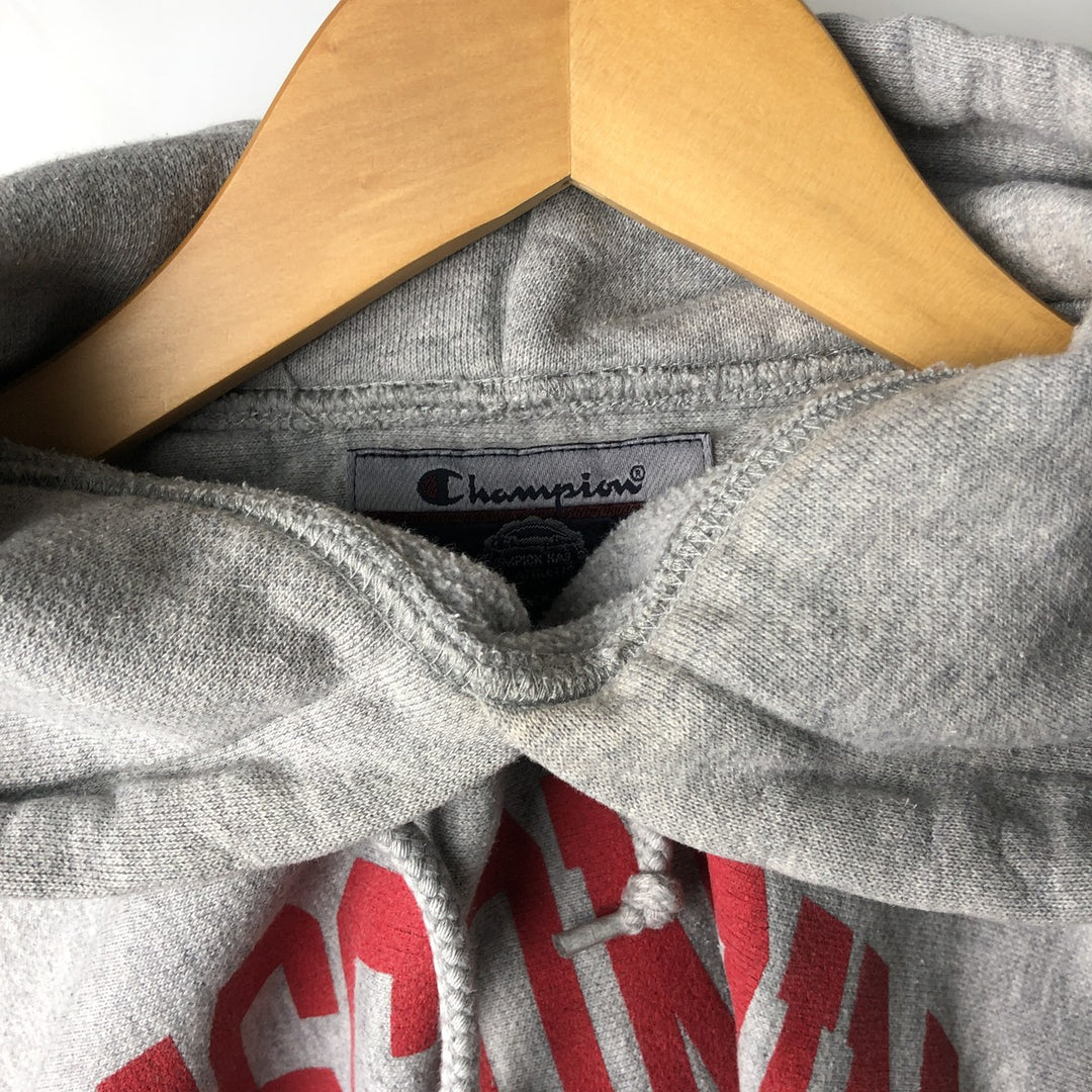 2000'S Champion Wisconsin University College Sweatshirt Pullover Hoodie (Men's Size M) cotton gray type Vintage Second Hand