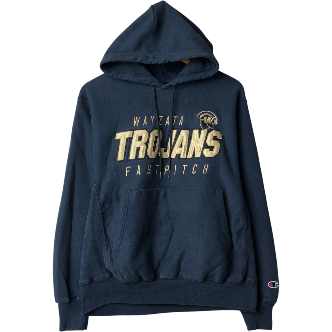 2000'S Champion Premium Reverse Weave College Pullover Hoodie, Men's Size Medium cotton navy blue type Vintage Second Hand