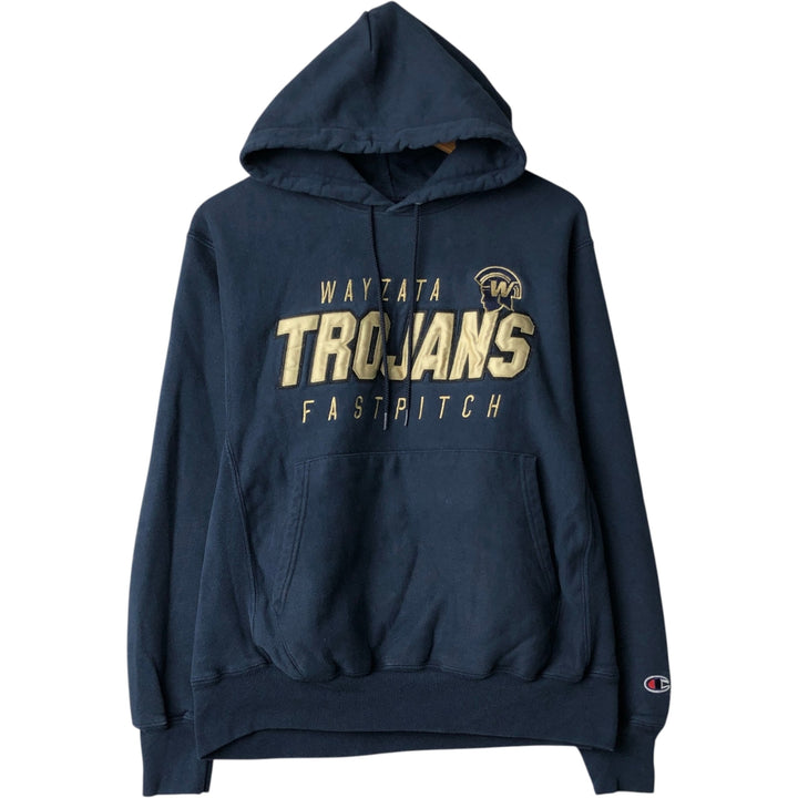 2000'S Champion Premium Reverse Weave College Pullover Hoodie, Men's Size Medium cotton navy blue type Vintage Second Hand