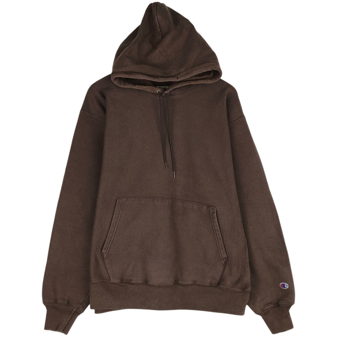 2000'S Champion Premium Reverse Weave Blank Sweatshirt Hoodie (Men's Size L equivalent) unclear brown type Vintage Second Hand