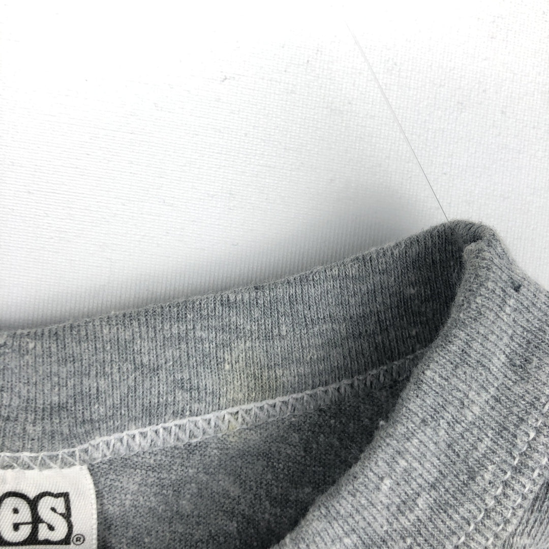 80'S Hanes poly cotton orange tag printed T-shirt, made in USA, men's size S equivalent, vintage. cotton gray type Vintage Second Hand