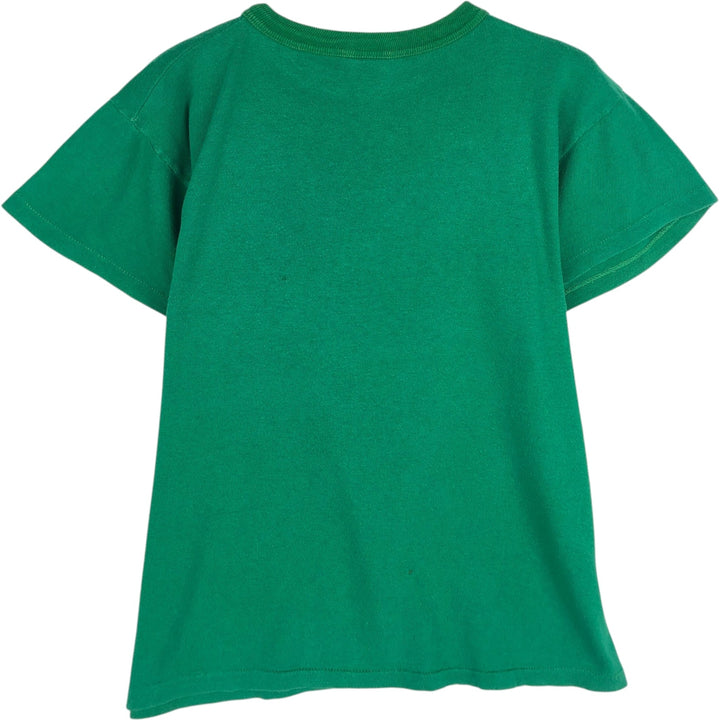 70'S style printed T-shirt, women's size S (approx.) unclear green type Vintage Second Hand