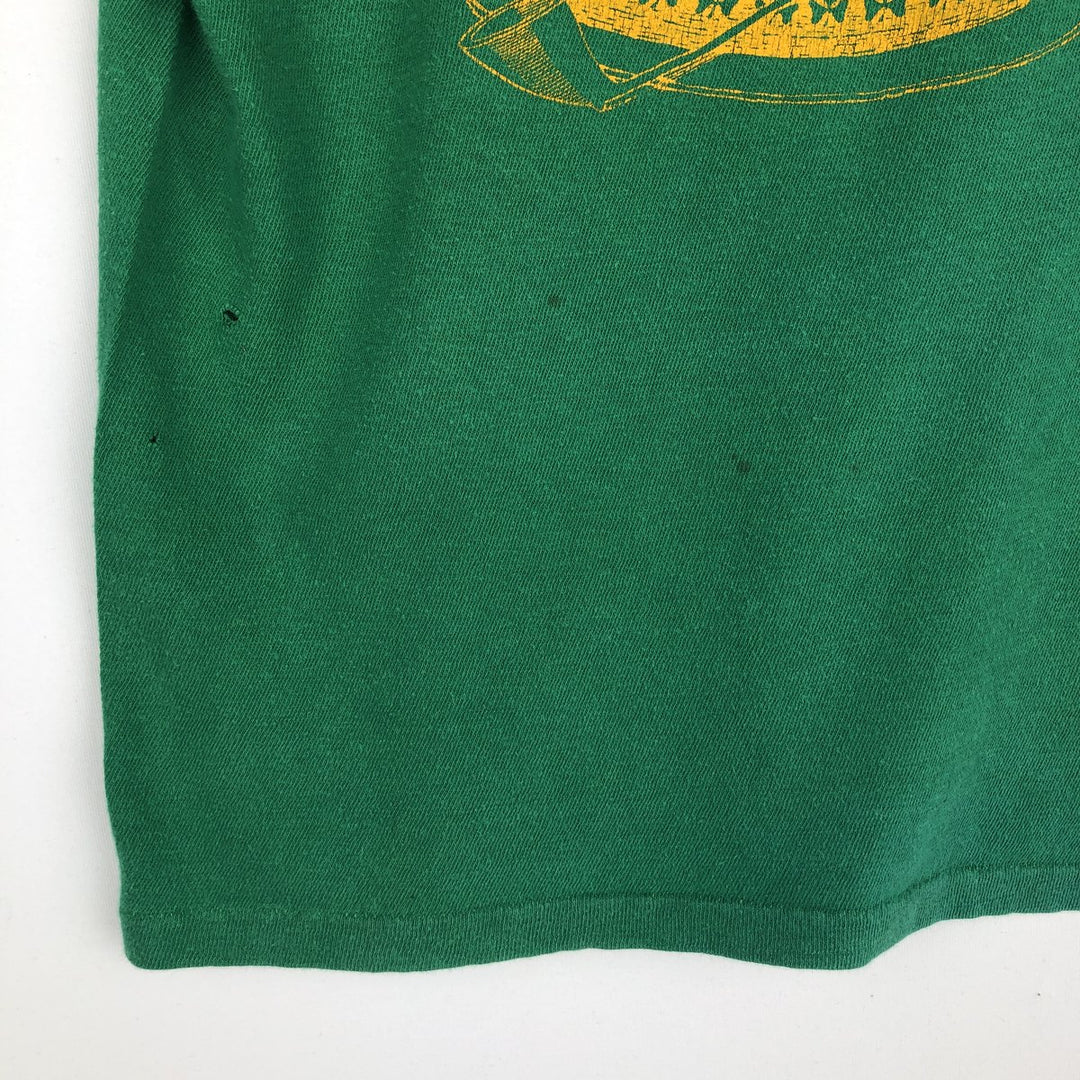 70'S style printed T-shirt, women's size S (approx.) unclear green type Vintage Second Hand
