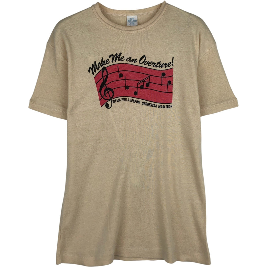 Printed T-shirt, Made in USA, Women's Size L (approx.), Vintage polyester Beige type Vintage Second Hand