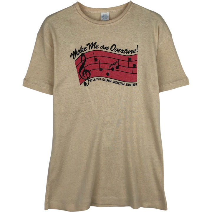 Printed T-shirt, Made in USA, Women's Size L (approx.), Vintage polyester Beige type Vintage Second Hand