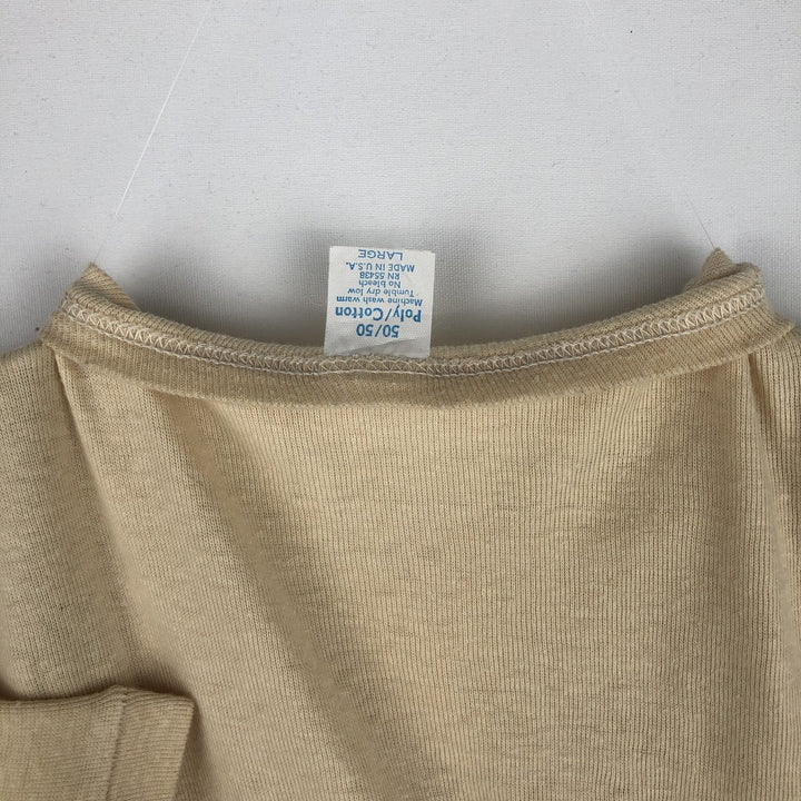 Printed T-shirt, Made in USA, Women's Size L (approx.), Vintage polyester Beige type Vintage Second Hand