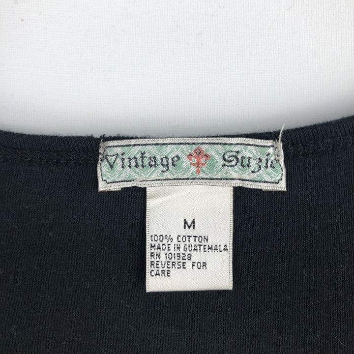 Vintage Suzie 3/4 Sleeve Long T-Shirt with Studs and Rhinestones, All-Over Print, Women's Size M (approx.) cotton Khaki type Vintage Second Hand