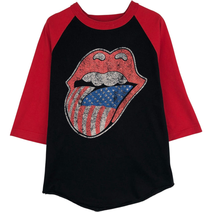 ZIP CODE THE ROLLING STONES The Rolling Stones 3/4 Sleeve Raglan Band T-Shirt (Women's Size M) cotton black type Vintage Second Hand