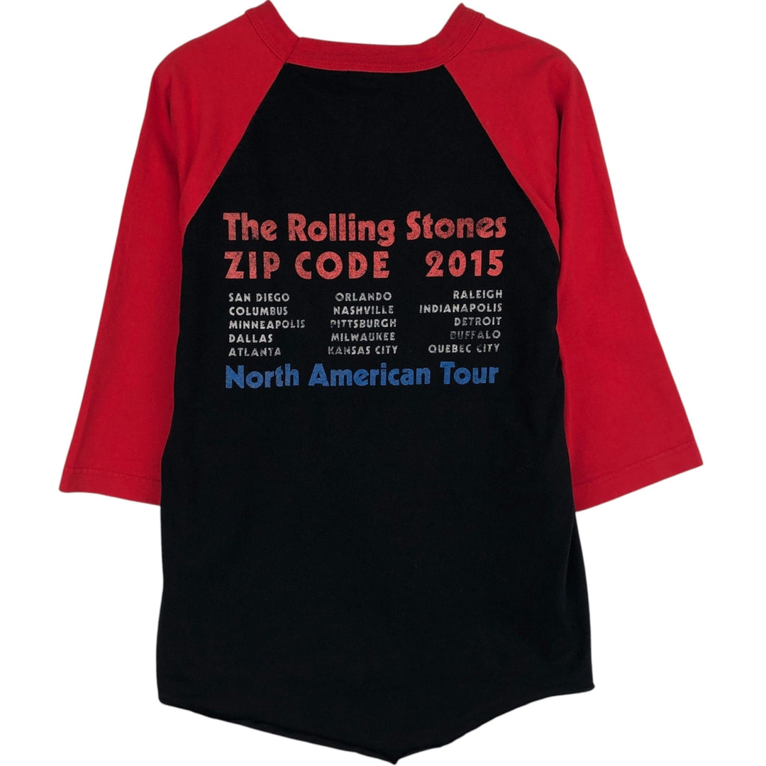 ZIP CODE THE ROLLING STONES The Rolling Stones 3/4 Sleeve Raglan Band T-Shirt (Women's Size M) cotton black type Vintage Second Hand