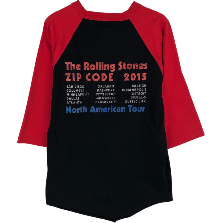 ZIP CODE THE ROLLING STONES The Rolling Stones 3/4 Sleeve Raglan Band T-Shirt (Women's Size M) cotton black type Vintage Second Hand
