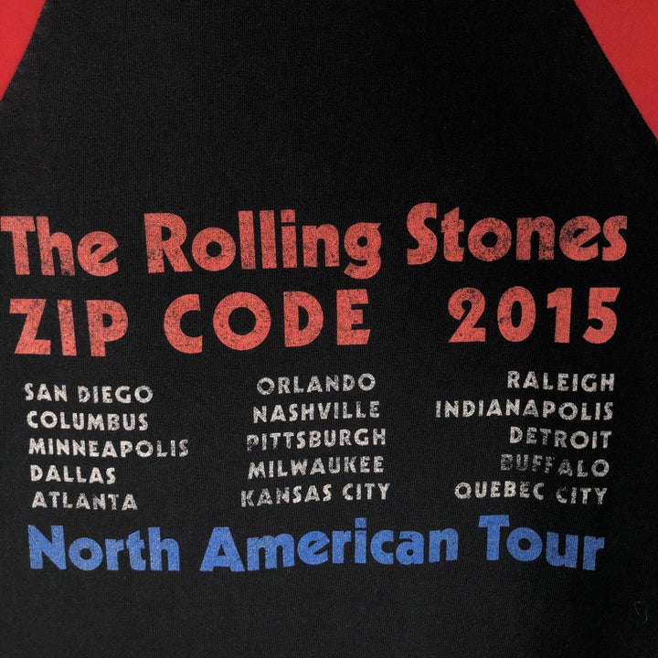ZIP CODE THE ROLLING STONES The Rolling Stones 3/4 Sleeve Raglan Band T-Shirt (Women's Size M) cotton black type Vintage Second Hand