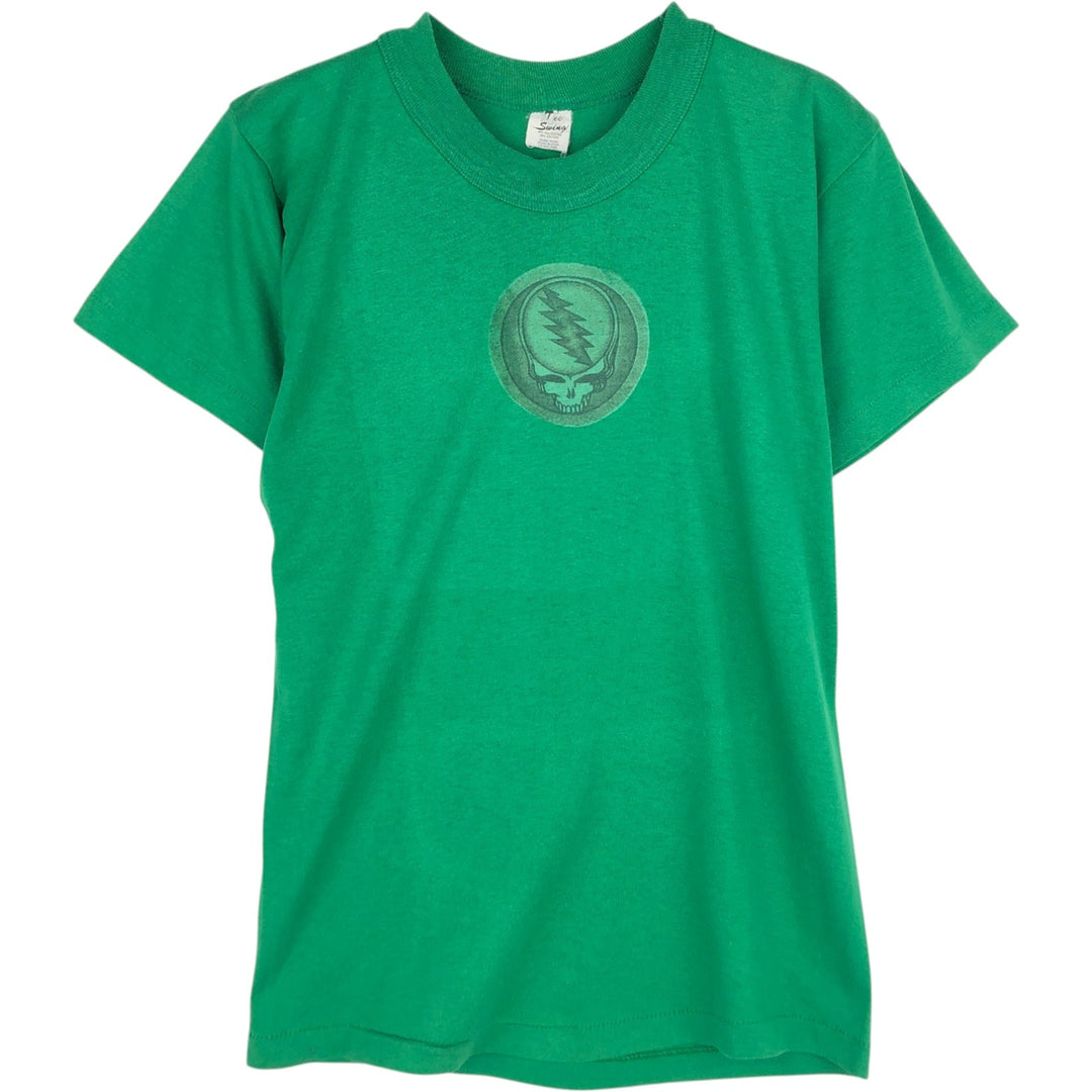 80s-90'S Swing Tee - Grateful Dead Skull Pattern Band T-Shirt - Women's Size S (Equivalent) - Vintage polyester green type Vintage Second Hand
