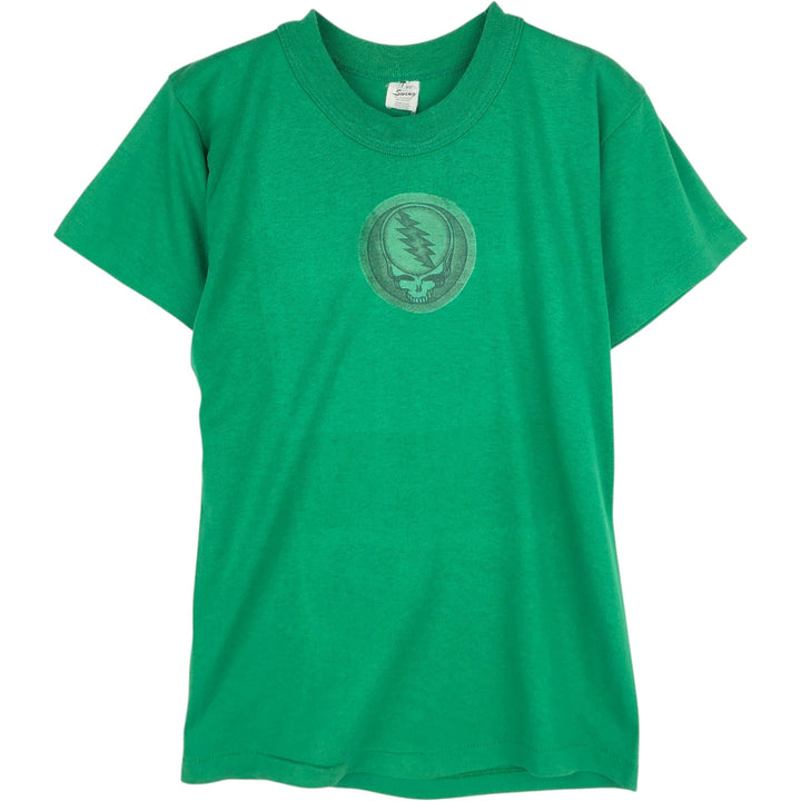 80s-90'S Swing Tee - Grateful Dead Skull Pattern Band T-Shirt - Women's Size S (Equivalent) - Vintage polyester green type Vintage Second Hand