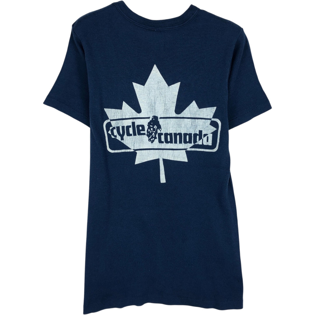 Avanti CYCLE CANADA Motorcycle Bike T-Shirt, Made in Canada, Women's Size M (approx.), Vintage polyester Navy blue Vintage Second Hand