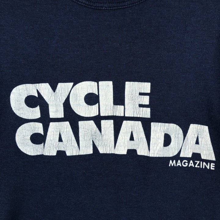 Avanti CYCLE CANADA Motorcycle Bike T-Shirt, Made in Canada, Women's Size M (approx.), Vintage polyester Navy blue Vintage Second Hand