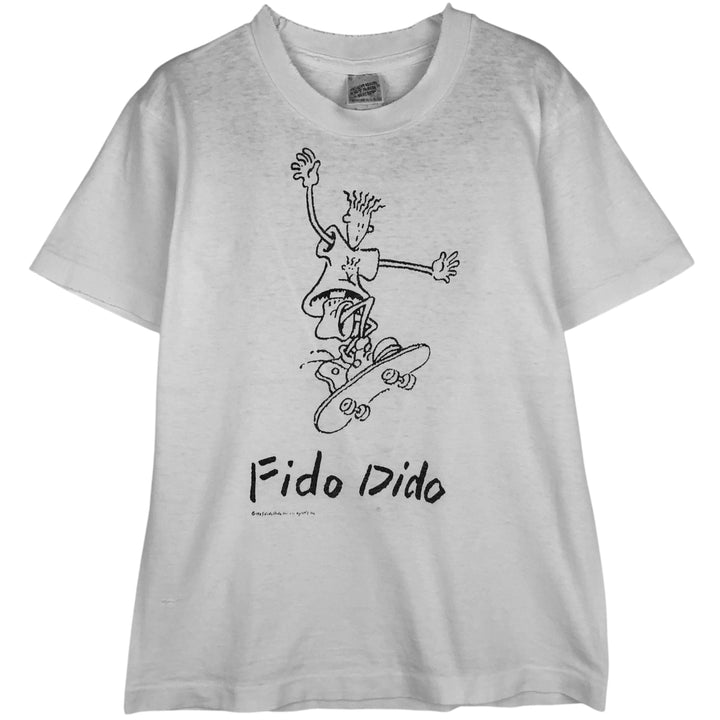 80'S FIDO DIDO Print T-shirt, Women's Size M (approx.) unclear white type Vintage Second Hand