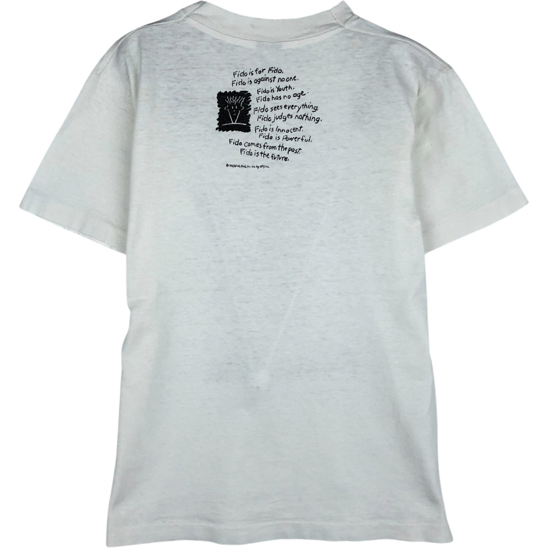 80'S FIDO DIDO Print T-shirt, Women's Size M (approx.) unclear white type Vintage Second Hand