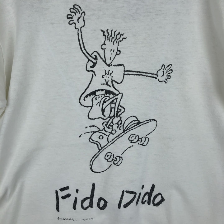80'S FIDO DIDO Print T-shirt, Women's Size M (approx.) unclear white type Vintage Second Hand
