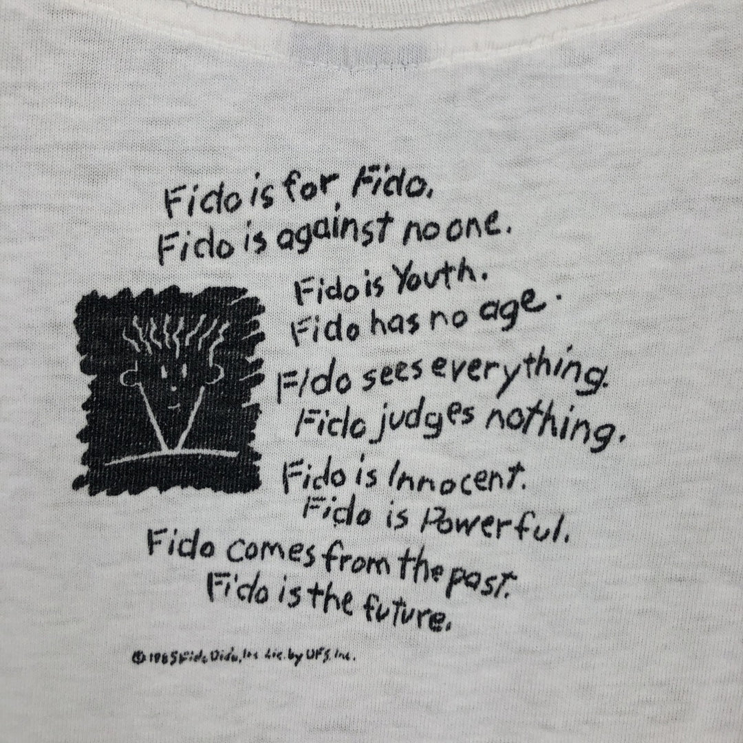 80'S FIDO DIDO Print T-shirt, Women's Size M (approx.) unclear white type Vintage Second Hand