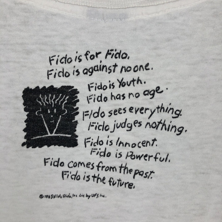 80'S FIDO DIDO Print T-shirt, Women's Size M (approx.) unclear white type Vintage Second Hand