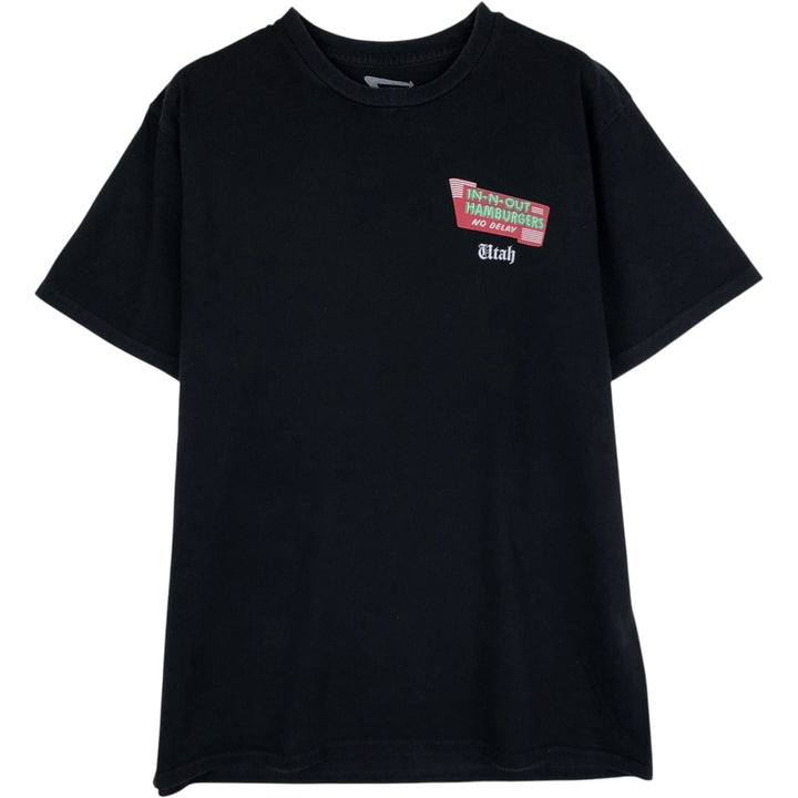 IN-N-OUT BURGER advertising T-shirt, made in the USA, women's size M equivalent. cotton black type Vintage Second Hand