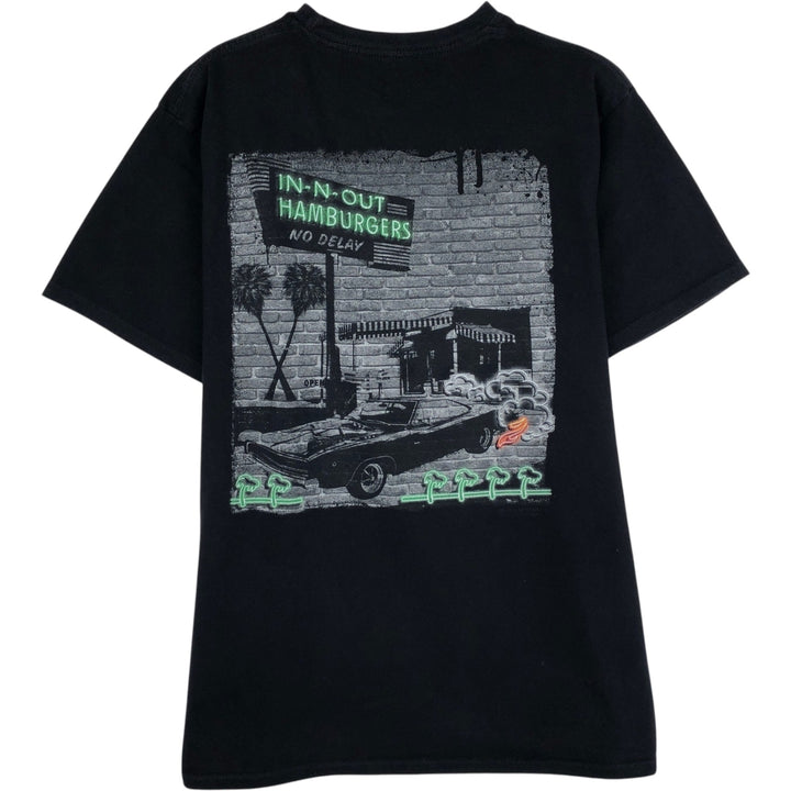 IN-N-OUT BURGER advertising T-shirt, made in the USA, women's size M equivalent. cotton black type Vintage Second Hand