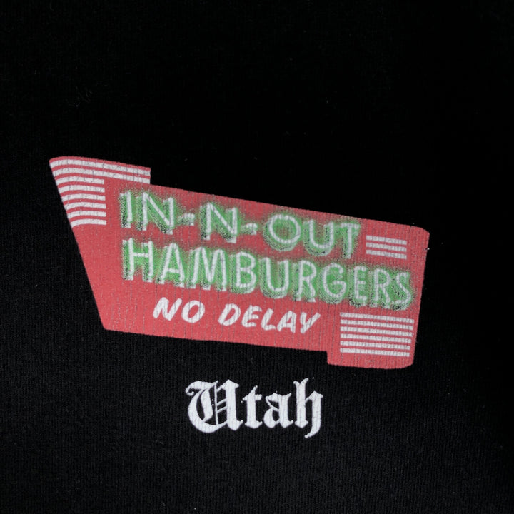 IN-N-OUT BURGER advertising T-shirt, made in the USA, women's size M equivalent. cotton black type Vintage Second Hand
