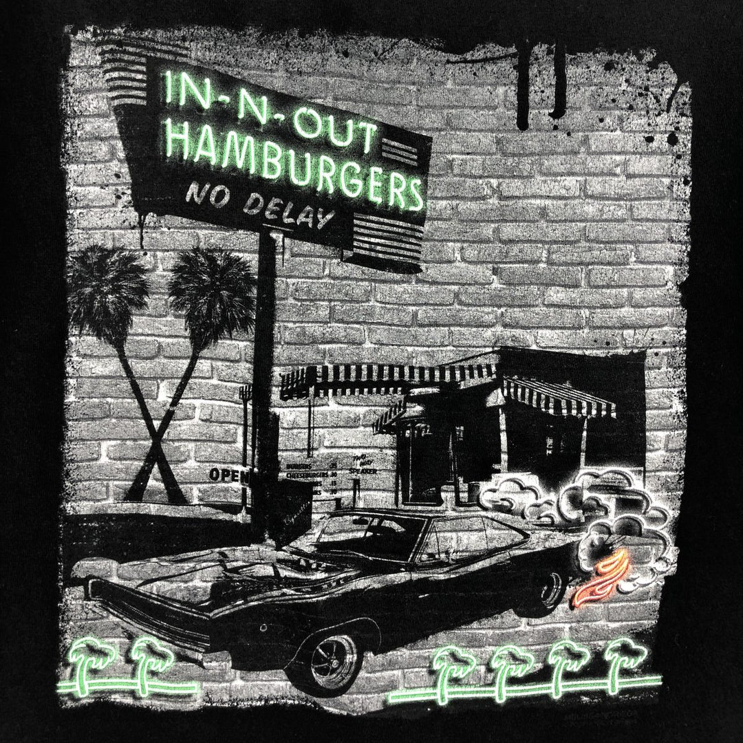IN-N-OUT BURGER advertising T-shirt, made in the USA, women's size M equivalent. cotton black type Vintage Second Hand