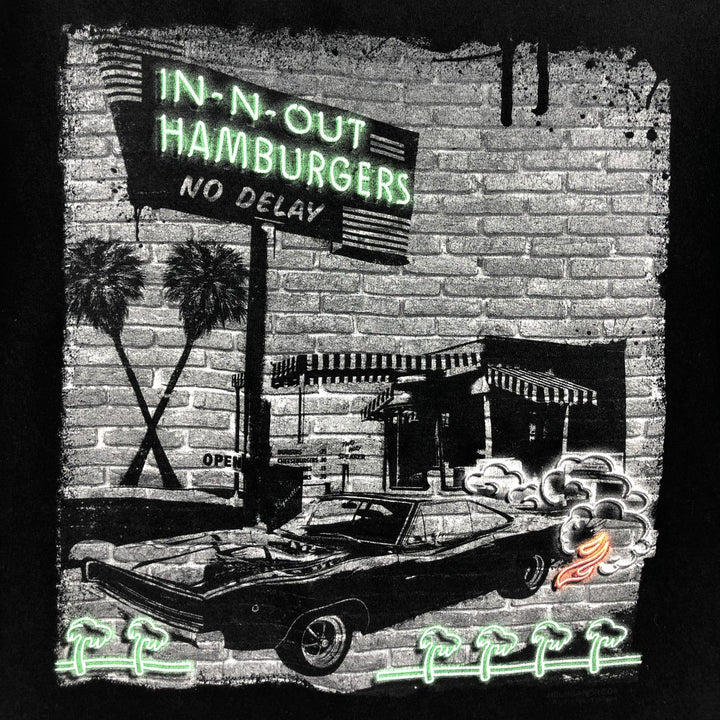 IN-N-OUT BURGER advertising T-shirt, made in the USA, women's size M equivalent. cotton black type Vintage Second Hand