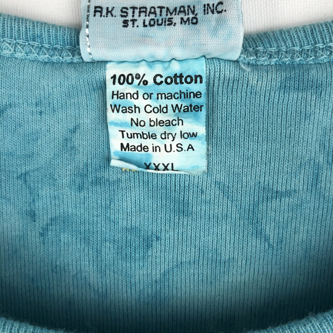 Big Size 2000'S Harley-Davidson Tie-Dye Pattern Motorcycle 3/4 Sleeve Long T-Shirt (Women's XXXL equivalent) cotton Blue type light blue Vintage Second Hand