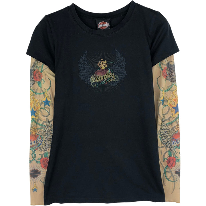 2000'S Harley-Davidson Motorcycle Long-Sleeve T-Shirt (Women's Size L) polyester black type Vintage Second Hand