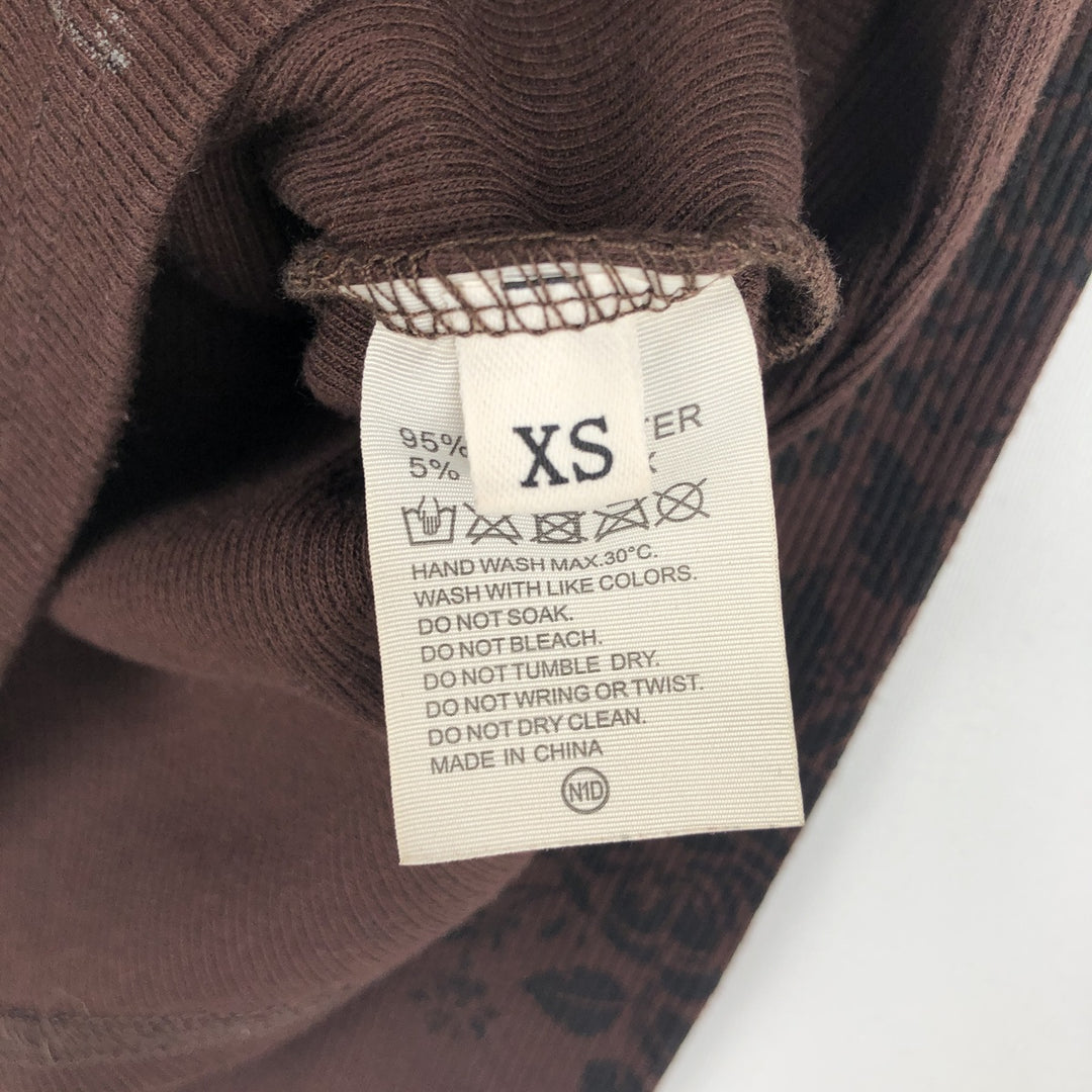 Cropped V-neck Long T-shirt (Women's XS equivalent) polyester dark chocolate Vintage Second Hand