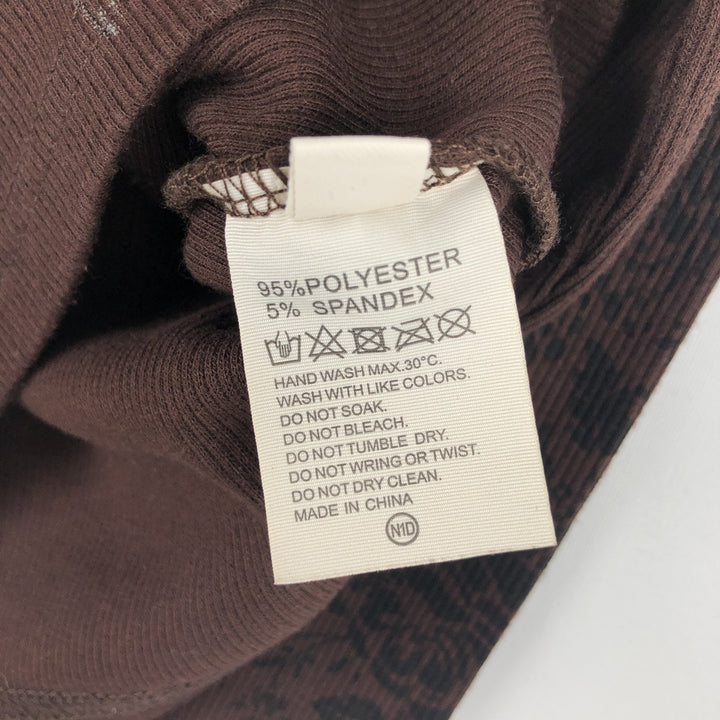 Cropped V-neck Long T-shirt (Women's XS equivalent) polyester dark chocolate Vintage Second Hand