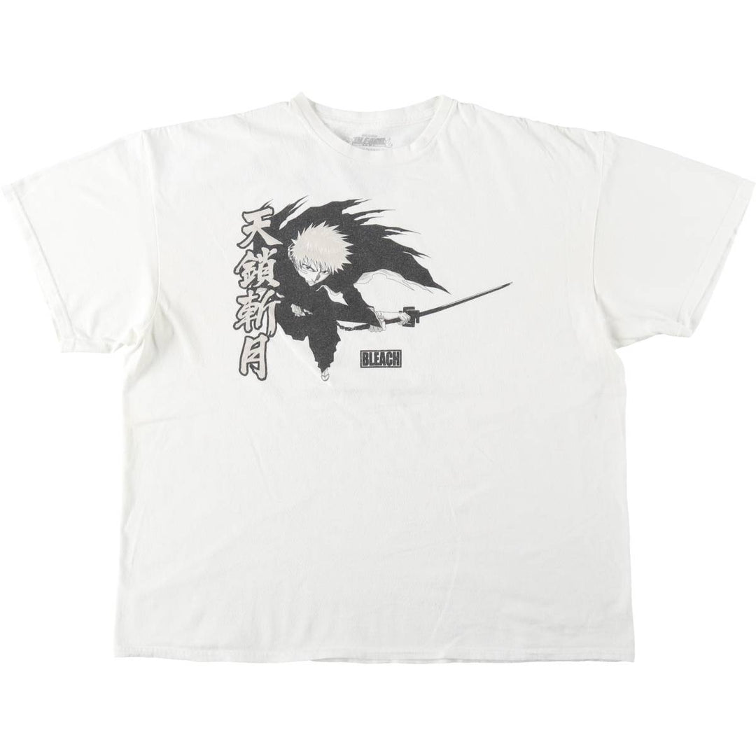 BLEACH anime character print T-shirt, men's size XL cotton white type Vintage Second Hand
