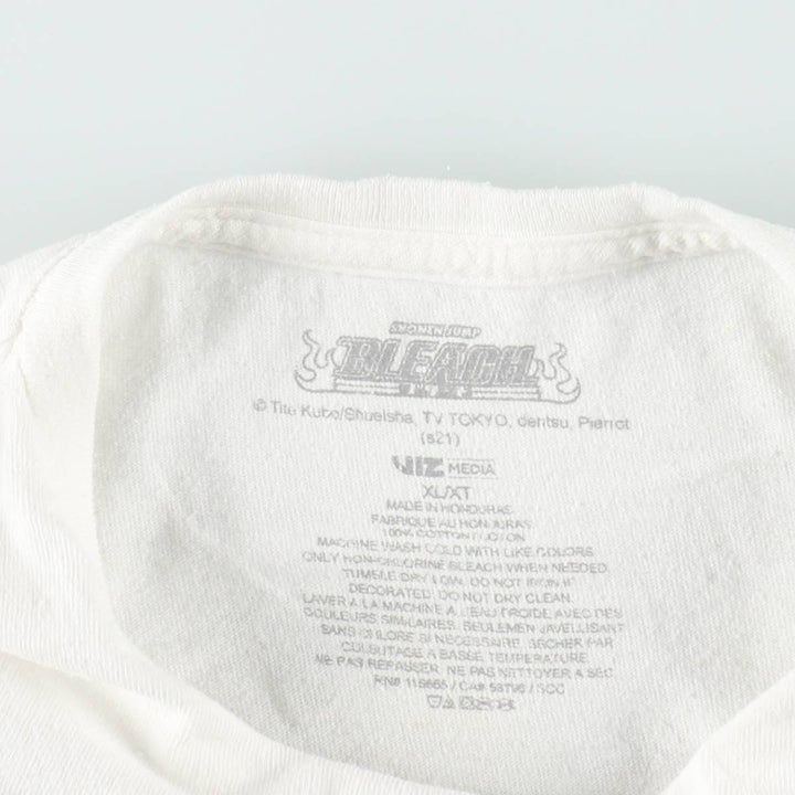 BLEACH anime character print T-shirt, men's size XL cotton white type Vintage Second Hand