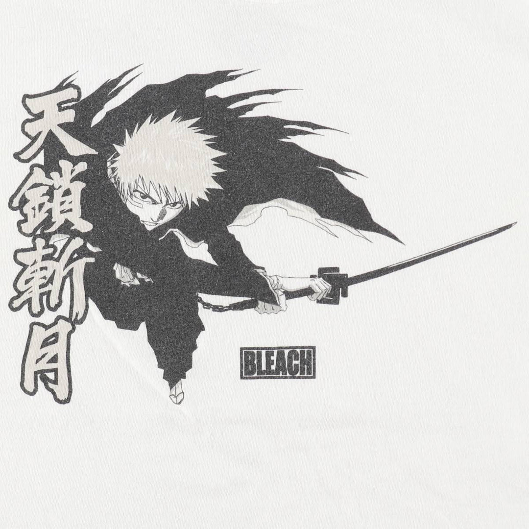 BLEACH anime character print T-shirt, men's size XL cotton white type Vintage Second Hand