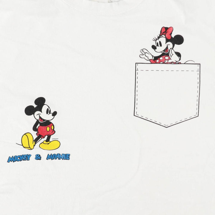 MICKEY MOUSE AND MINNIE MOUSE Character Print T-Shirt (Men's XL equivalent) cotton white type Vintage Second Hand