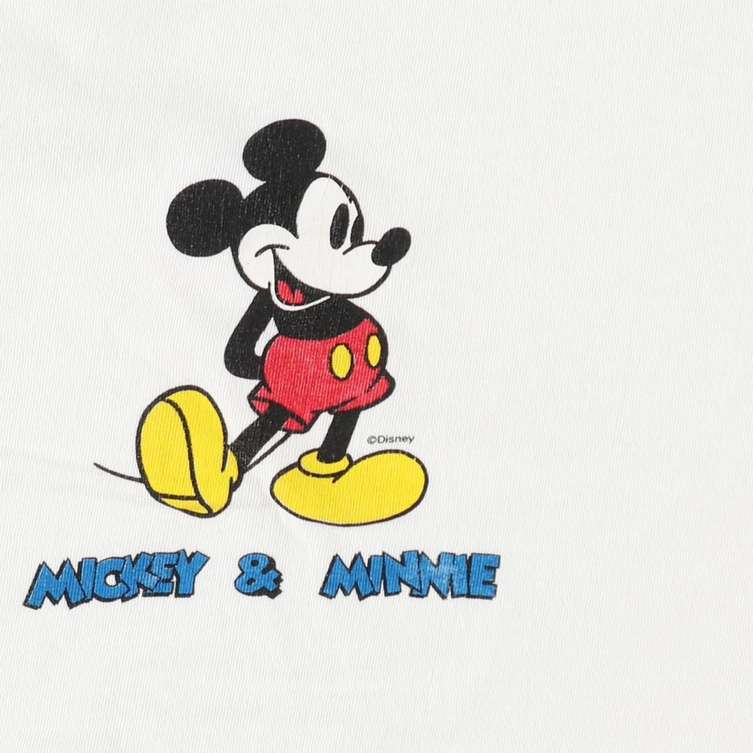 MICKEY MOUSE AND MINNIE MOUSE Character Print T-Shirt (Men's XL equivalent) cotton white type Vintage Second Hand