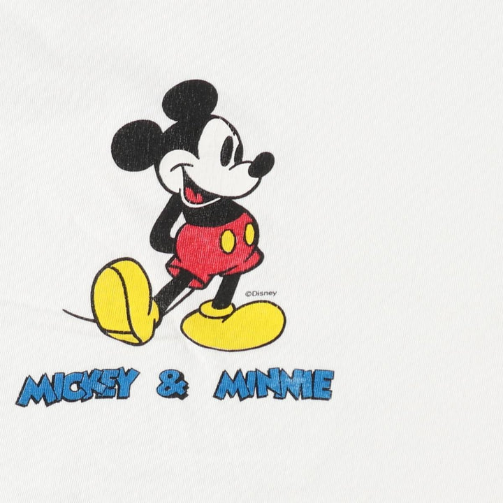 MICKEY MOUSE AND MINNIE MOUSE Character Print T-Shirt (Men's XL equivalent) cotton white type Vintage Second Hand