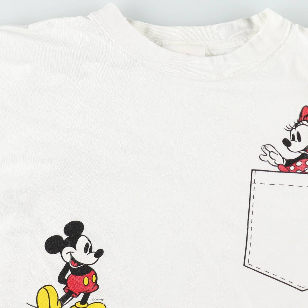 MICKEY MOUSE AND MINNIE MOUSE Character Print T-Shirt (Men's XL equivalent) cotton white type Vintage Second Hand