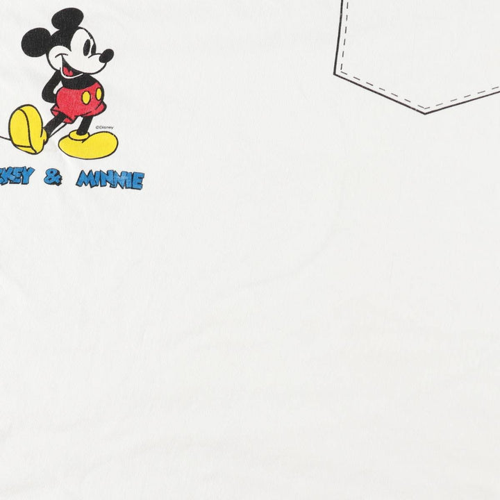 MICKEY MOUSE AND MINNIE MOUSE Character Print T-Shirt (Men's XL equivalent) cotton white type Vintage Second Hand