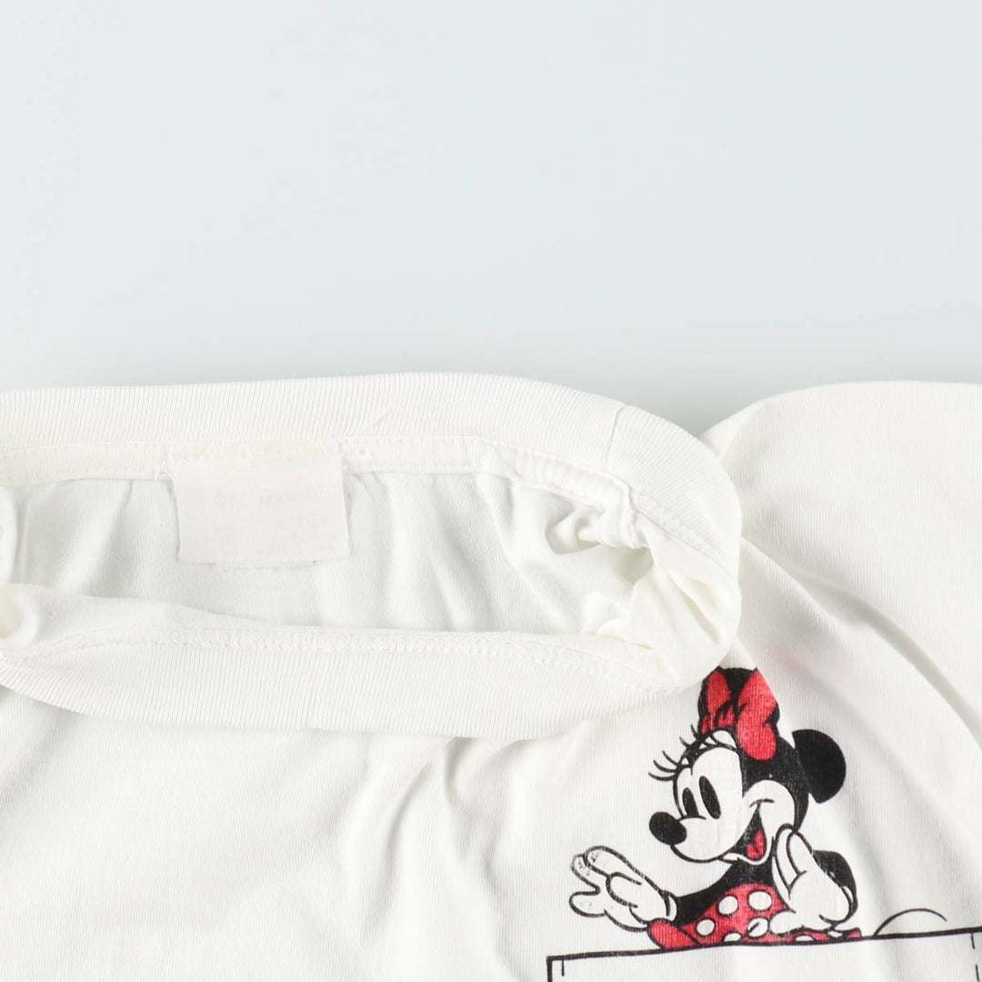 MICKEY MOUSE AND MINNIE MOUSE Character Print T-Shirt (Men's XL equivalent) cotton white type Vintage Second Hand
