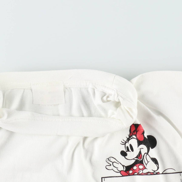 MICKEY MOUSE AND MINNIE MOUSE Character Print T-Shirt (Men's XL equivalent) cotton white type Vintage Second Hand