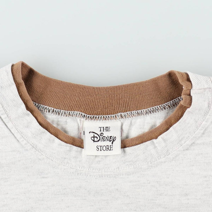 Disney Store Mickey Mouse Character Print T-Shirt, Made in USA, Men's XL (approx.) cotton pale white type Vintage Second Hand