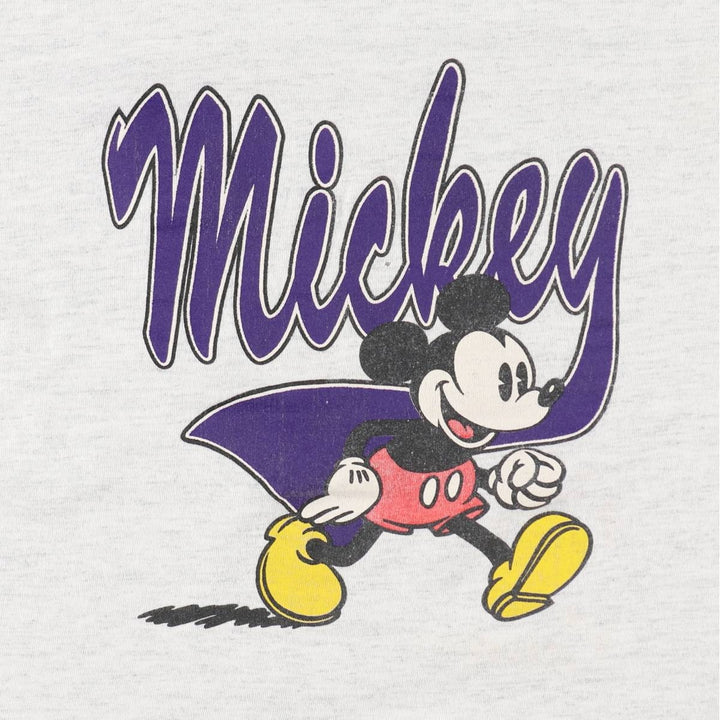 Disney Store Mickey Mouse Character Print T-Shirt, Made in USA, Men's XL (approx.) cotton pale white type Vintage Second Hand